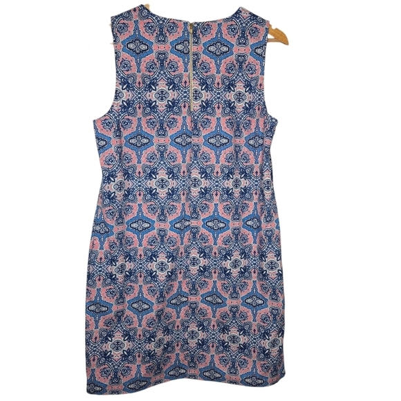 Tabitha Webb Women's Sheath Shift Dress Sleeveless Pockets Blue Pink Size 8 - Picture 2 of 6